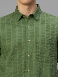Men's Green 100% Cotton Regular Fit Shirt