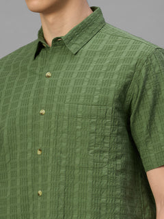 Men's Green 100% Cotton Regular Fit Shirt