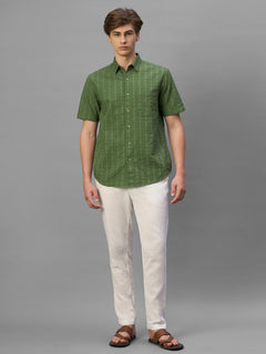 Men's Green 100% Cotton Regular Fit Shirt
