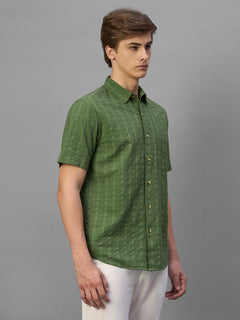 Men's Green 100% Cotton Regular Fit Shirt
