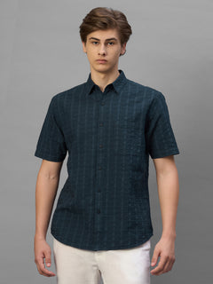 Men's Navy 100% Cotton Regular Fit Shirt