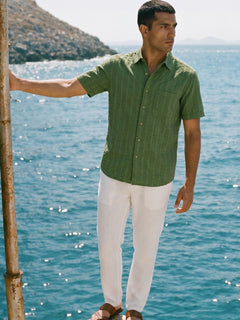 Men's Green 100% Cotton Regular Fit Shirt