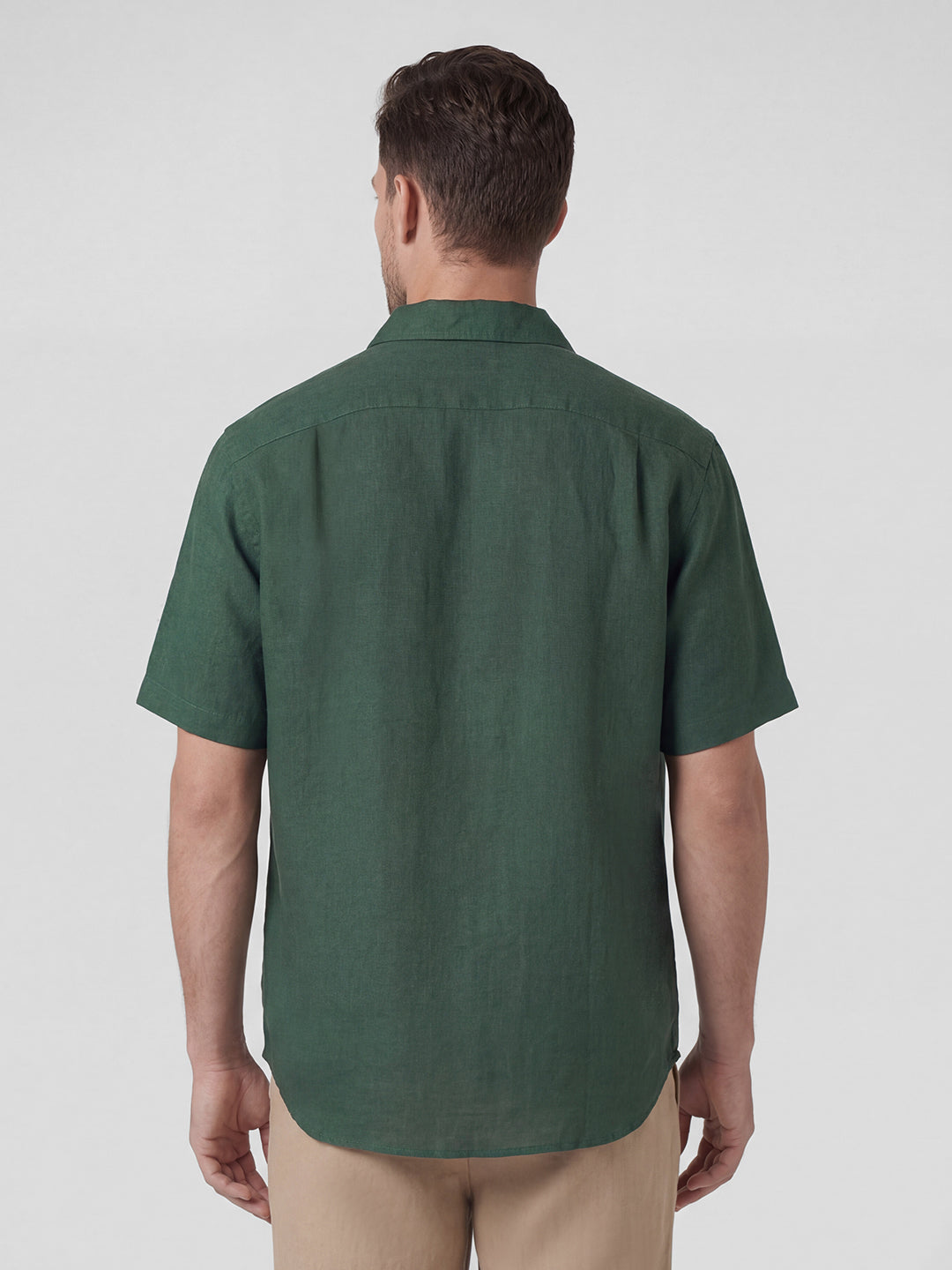 Men's Green 100% Linen Regular Fit Shirt