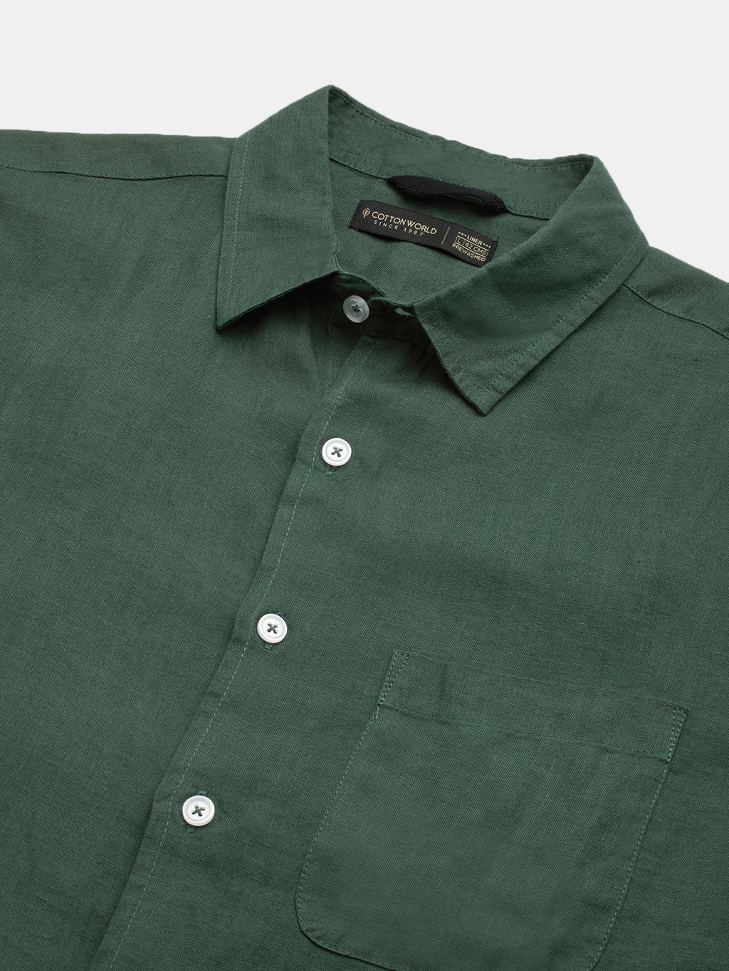 Men's Green 100% Linen Regular Fit Shirt