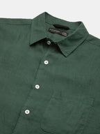 Men's Green 100% Linen Regular Fit Shirt
