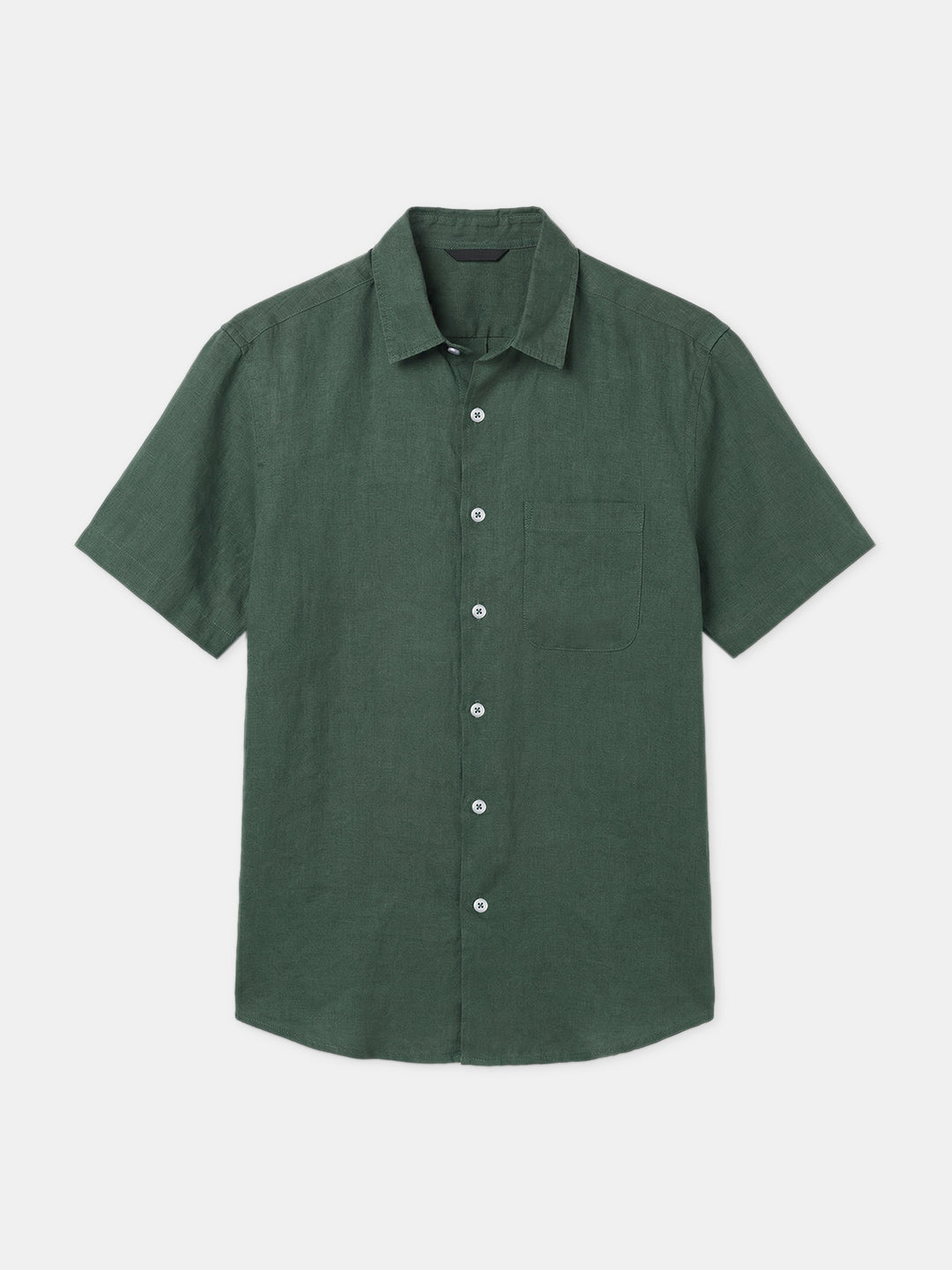 Men's Green 100% Linen Regular Fit Shirt