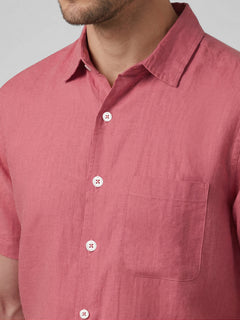 Men’s Linen Regular Fit Half Sleeve Shirt Red