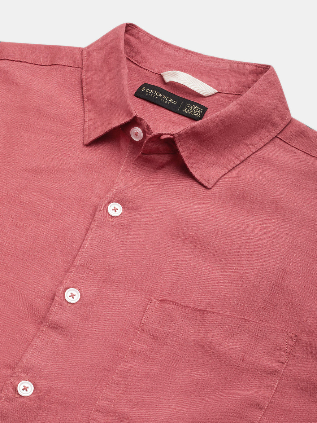 Men's Red 100% Linen Regular Fit Shirt