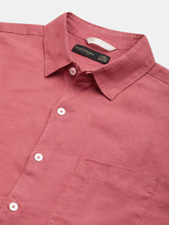 Men’s Linen Regular Fit Half Sleeve Shirt Red