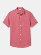 Men's Red 100% Linen Regular Fit Shirt