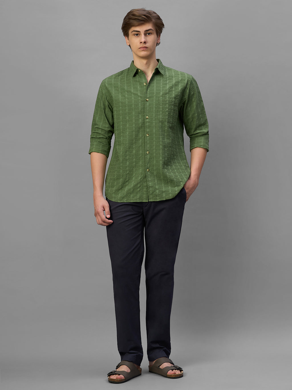 Men's Green 100% Cotton Regular Fit Shirt