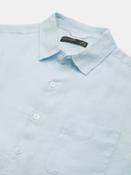 Men's Blue 100% Linen Regular Fit Shirt