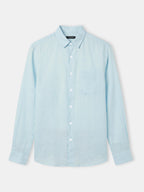 Men's Blue 100% Linen Regular Fit Shirt