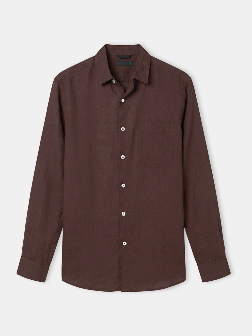 Men's Brown 100% Linen Regular Fit Shirt