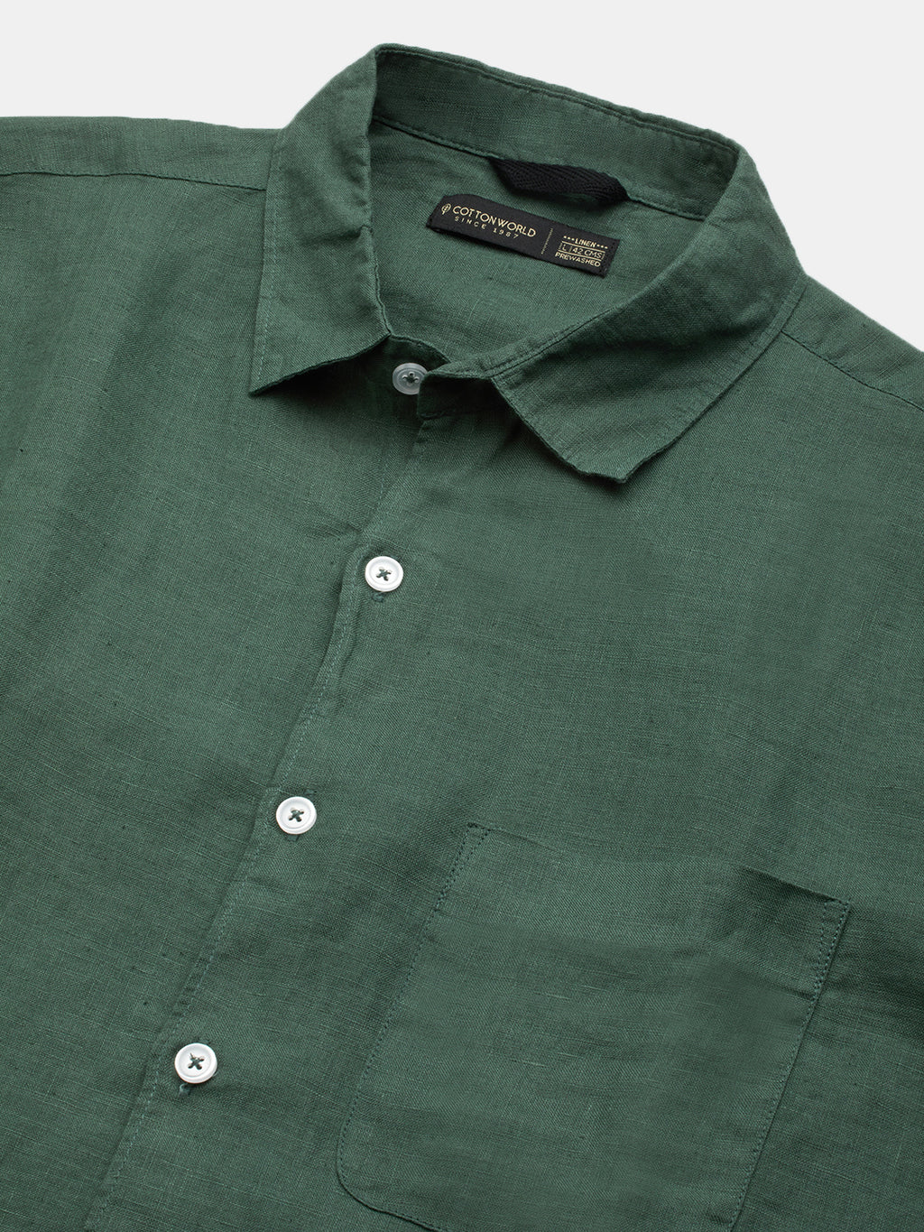 Men's Green 100% Linen Regular Fit Shirt