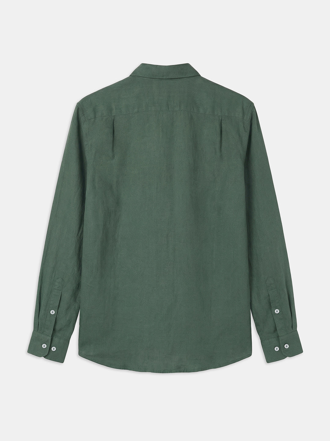 Men's Green 100% Linen Regular Fit Shirt