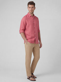 Men’s Linen Regular Fit Full Sleeve Shirt Red
