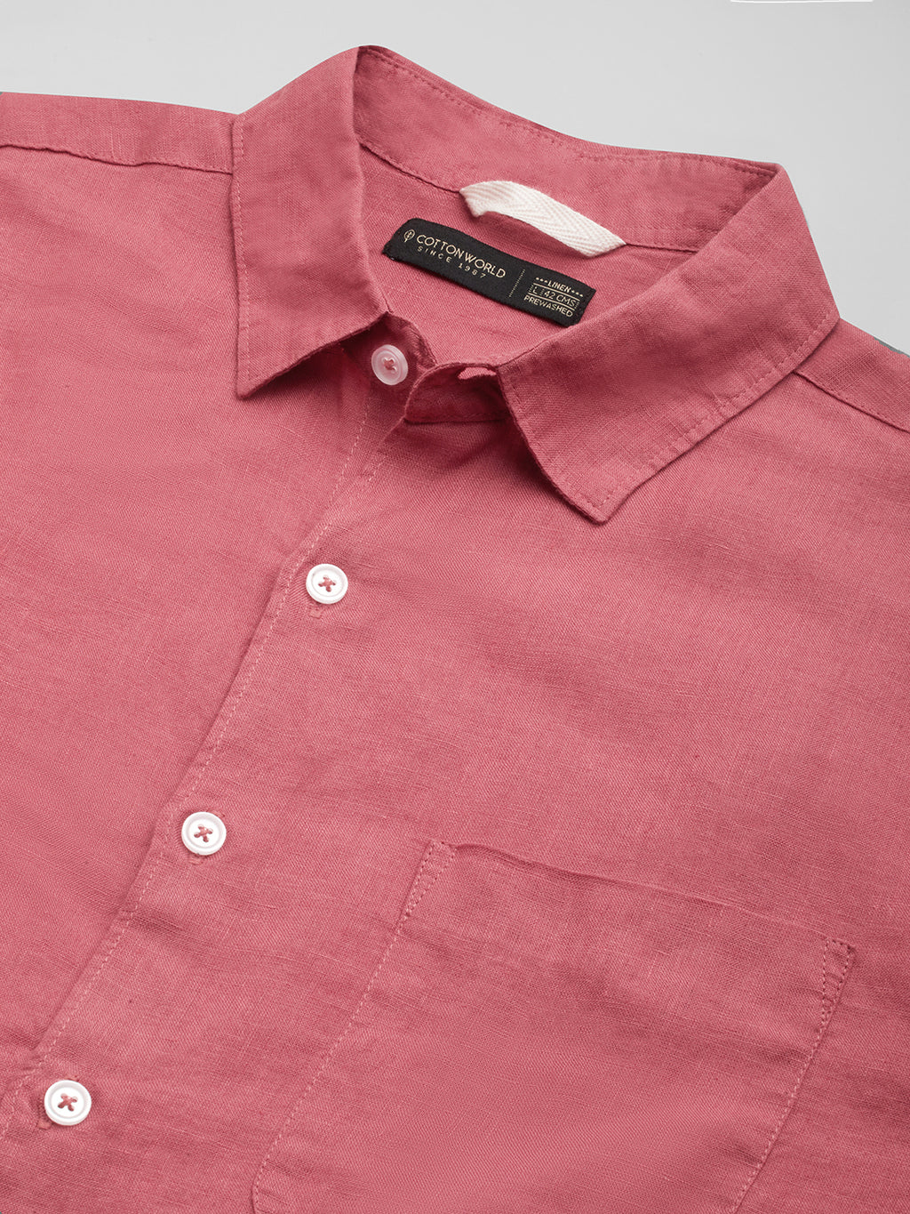 Men's Red 100% Linen Regular Fit Shirt