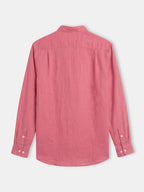 Men's Red 100% Linen Regular Fit Shirt