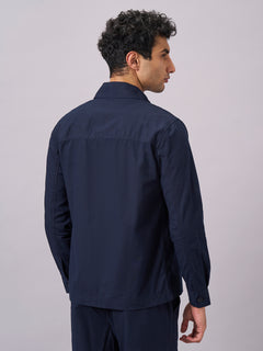 Men's Cotton Linen Regular Fit Jacket Navy