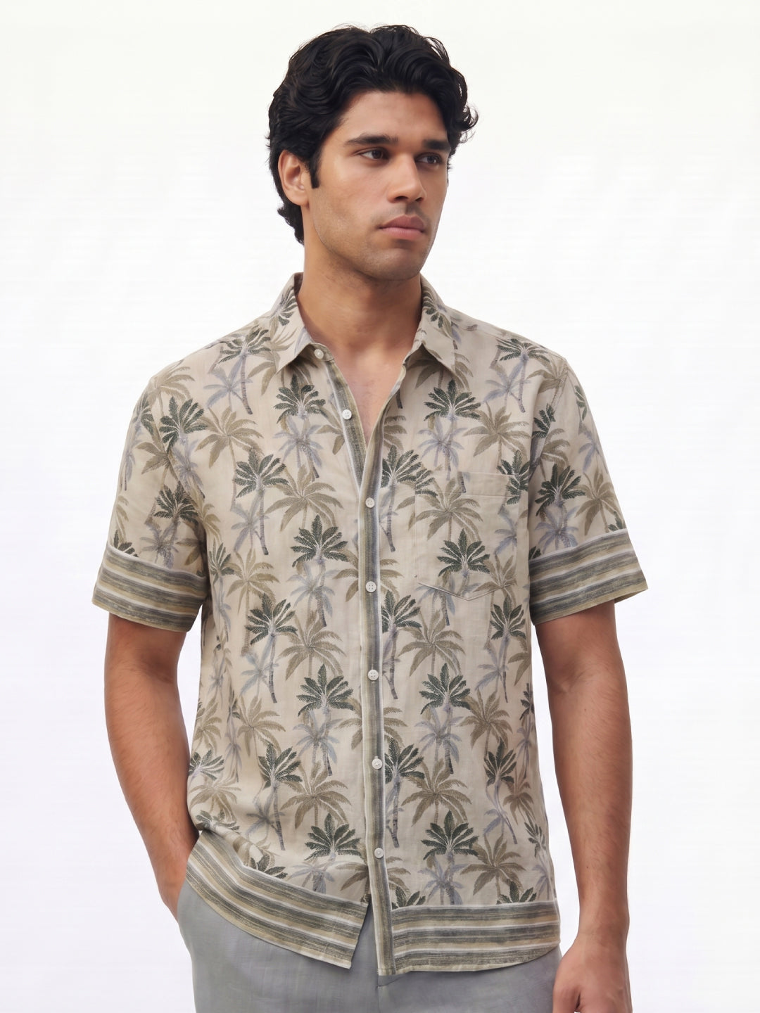 Men's Green 100% Modal Regular Fit Shirt