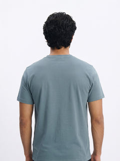Men's Olive Cotton Bamboo Elastane Regular Fit Tshirt