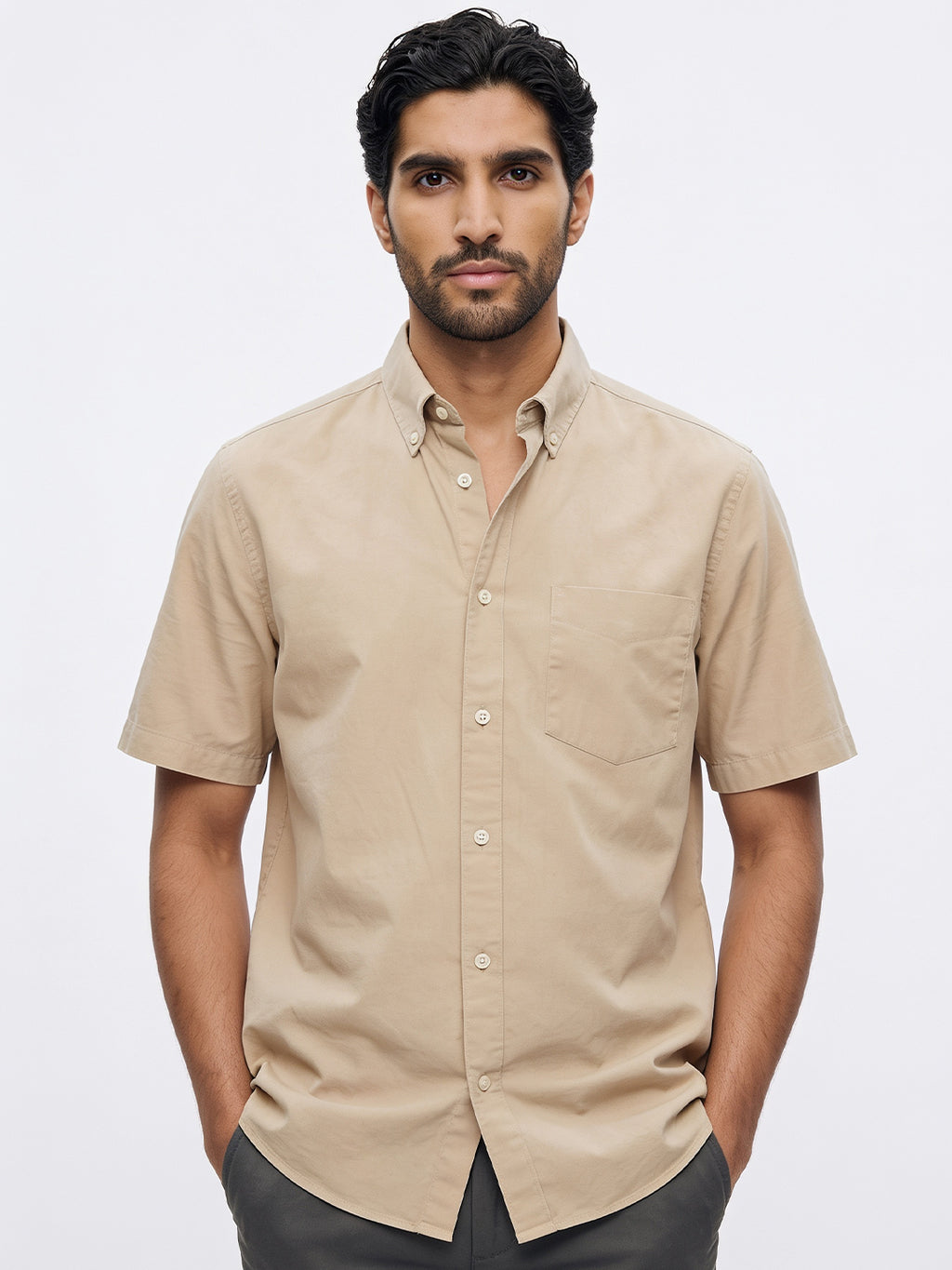 Men's Natural 100% Cotton Regular Fit Shirt