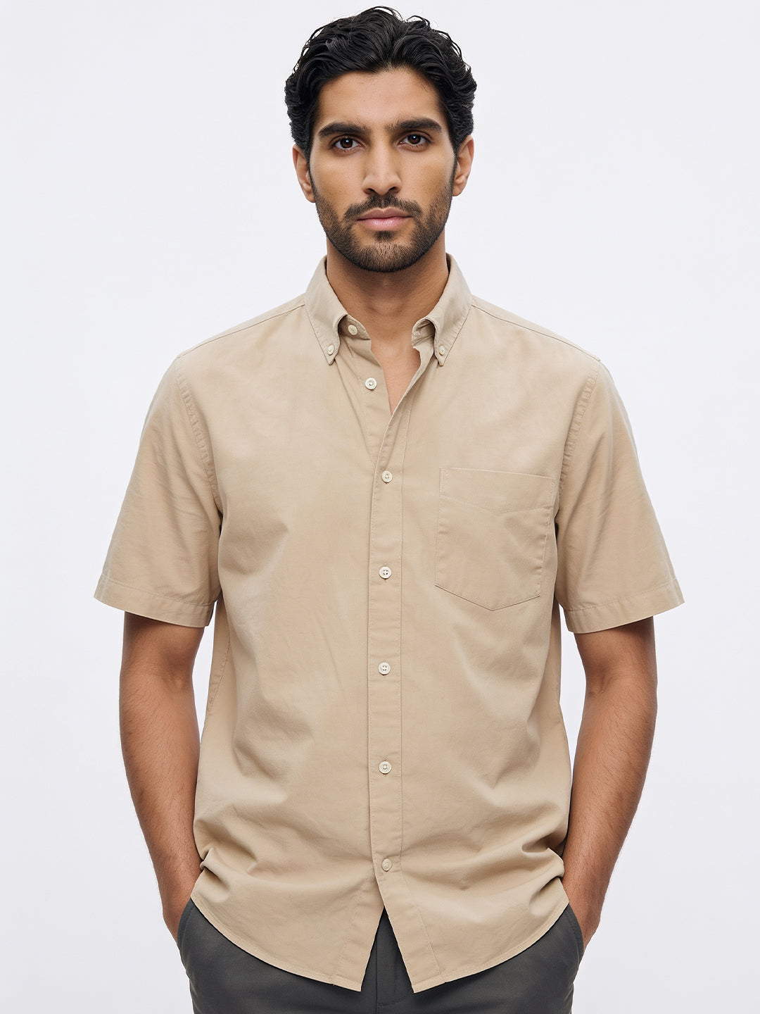 Men's Natural 100% Cotton Regular Fit Shirt