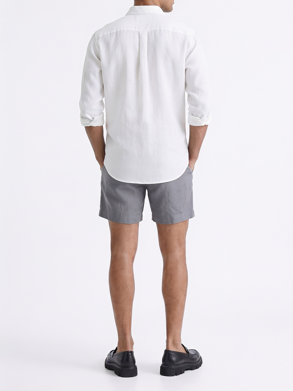 Men's Blue Cotton Linen Regular Fit Shorts