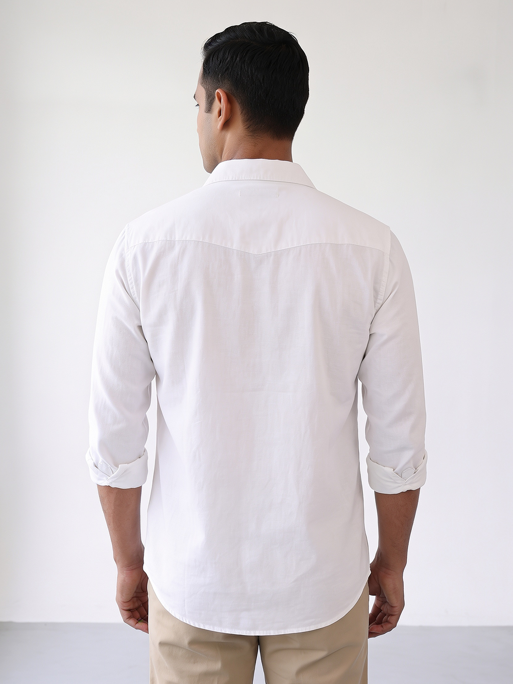 Men's Cotton Linen Regular Fit Shirt White