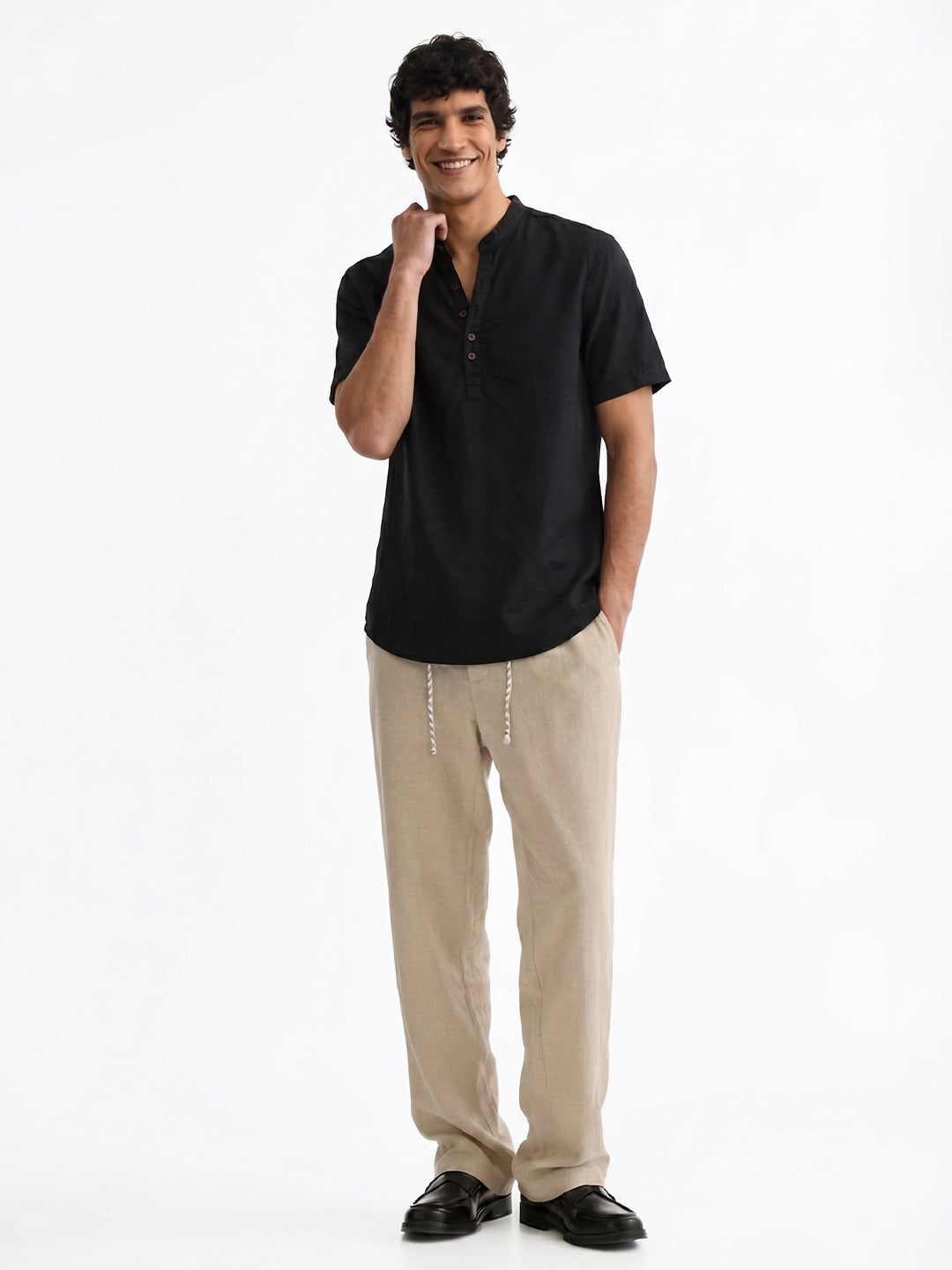 Men's Natural Cotton Linen Regular Fit Pant