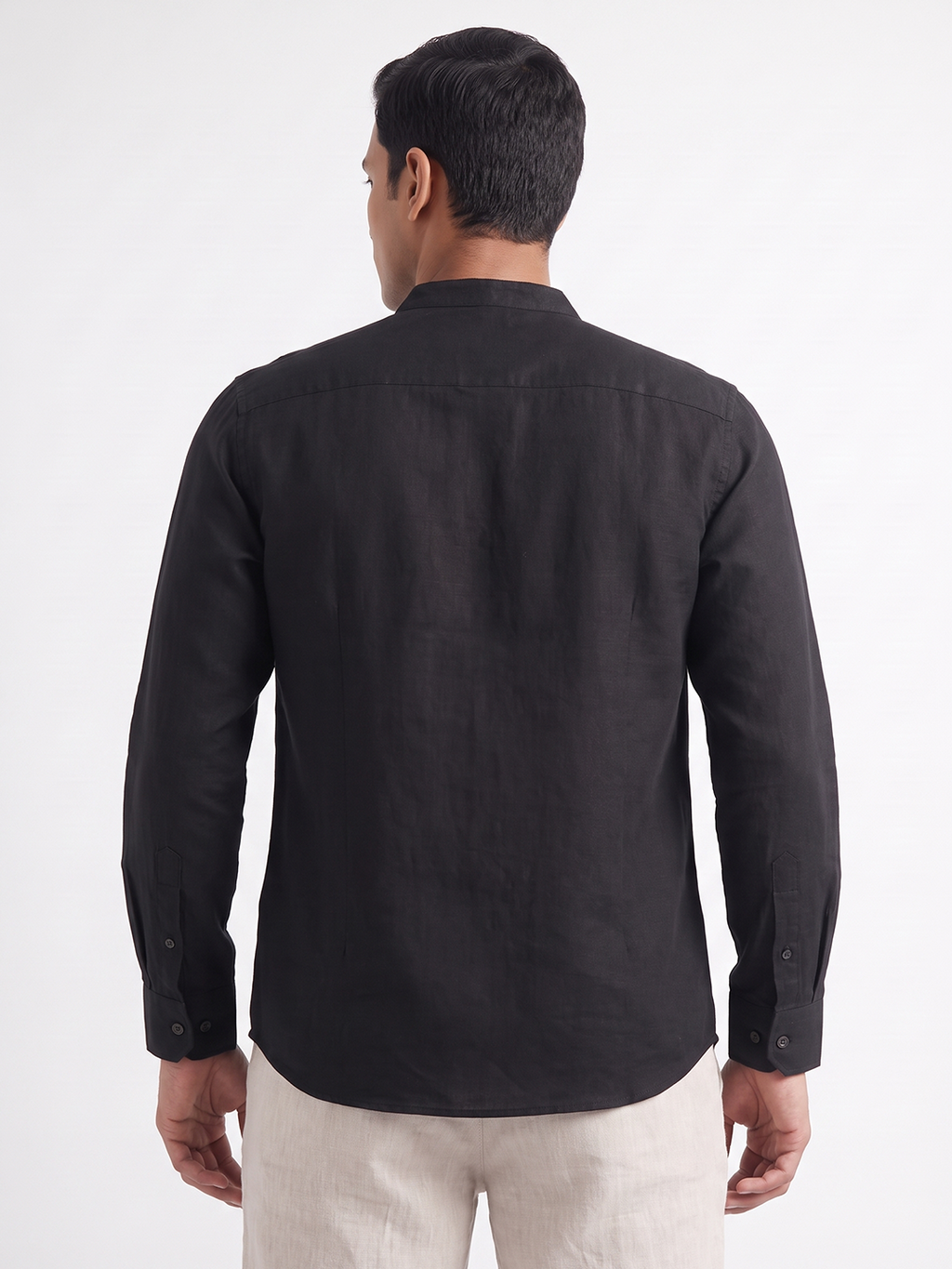 Men's Cotton Linen Regular Fit Shirt Black