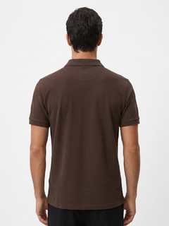 Men's Brown Cotton Elastane Slim Fit Tshirt
