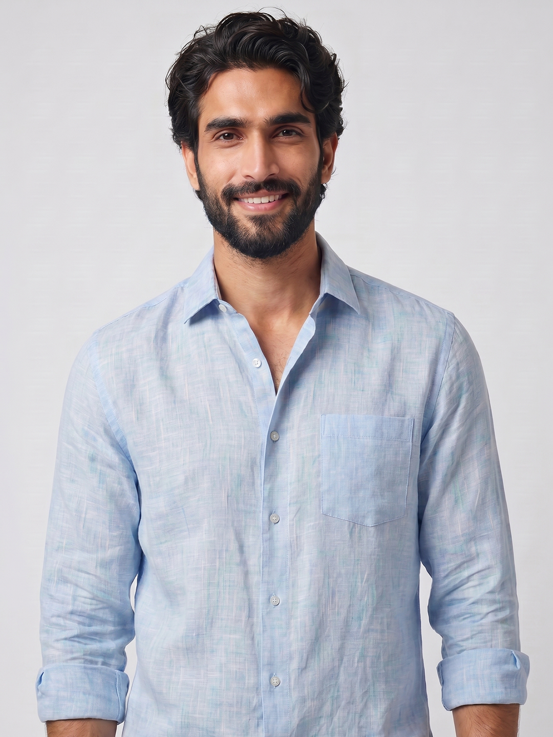 Men's Sky 100% Linen Regular Fit Shirt