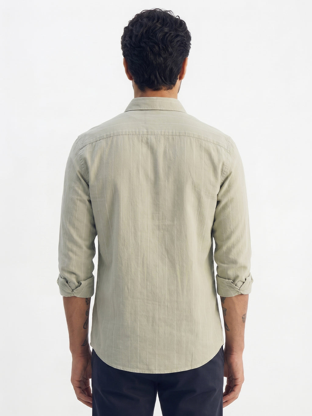Men's Green Cotton Lycra Regular Fit Shirt