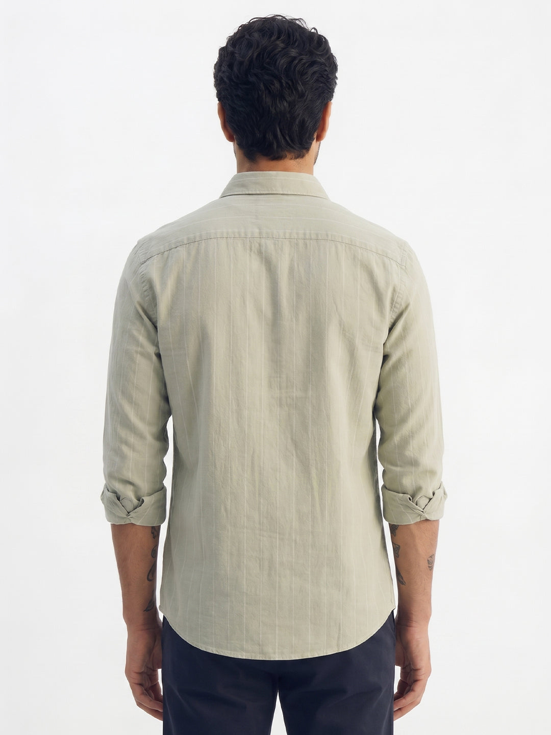Men's Green Cotton Lycra Regular Fit Shirt