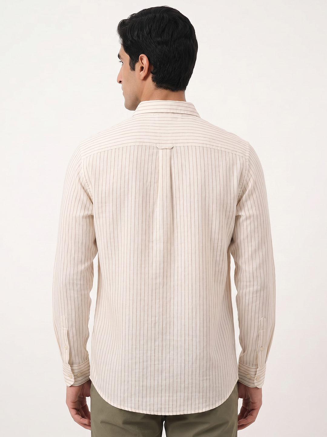 Men's Offwhite Cotton Lyocell Regular Fit Shirt