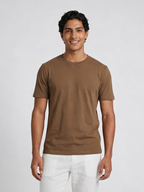 Men's Khaki Cotton Bamboo Elastane Regular Fit Tshirt