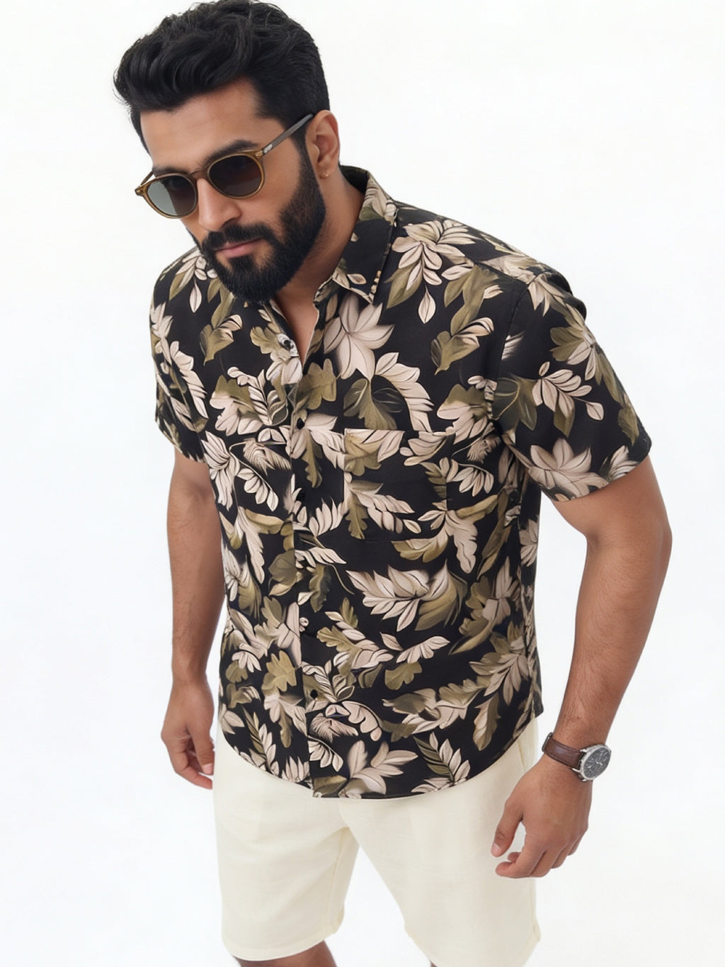 Men's Olive Modal Cotton Regular Fit Shirt