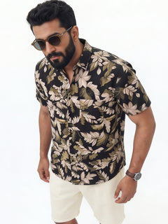 Men's Olive Modal Cotton Regular Fit Shirt