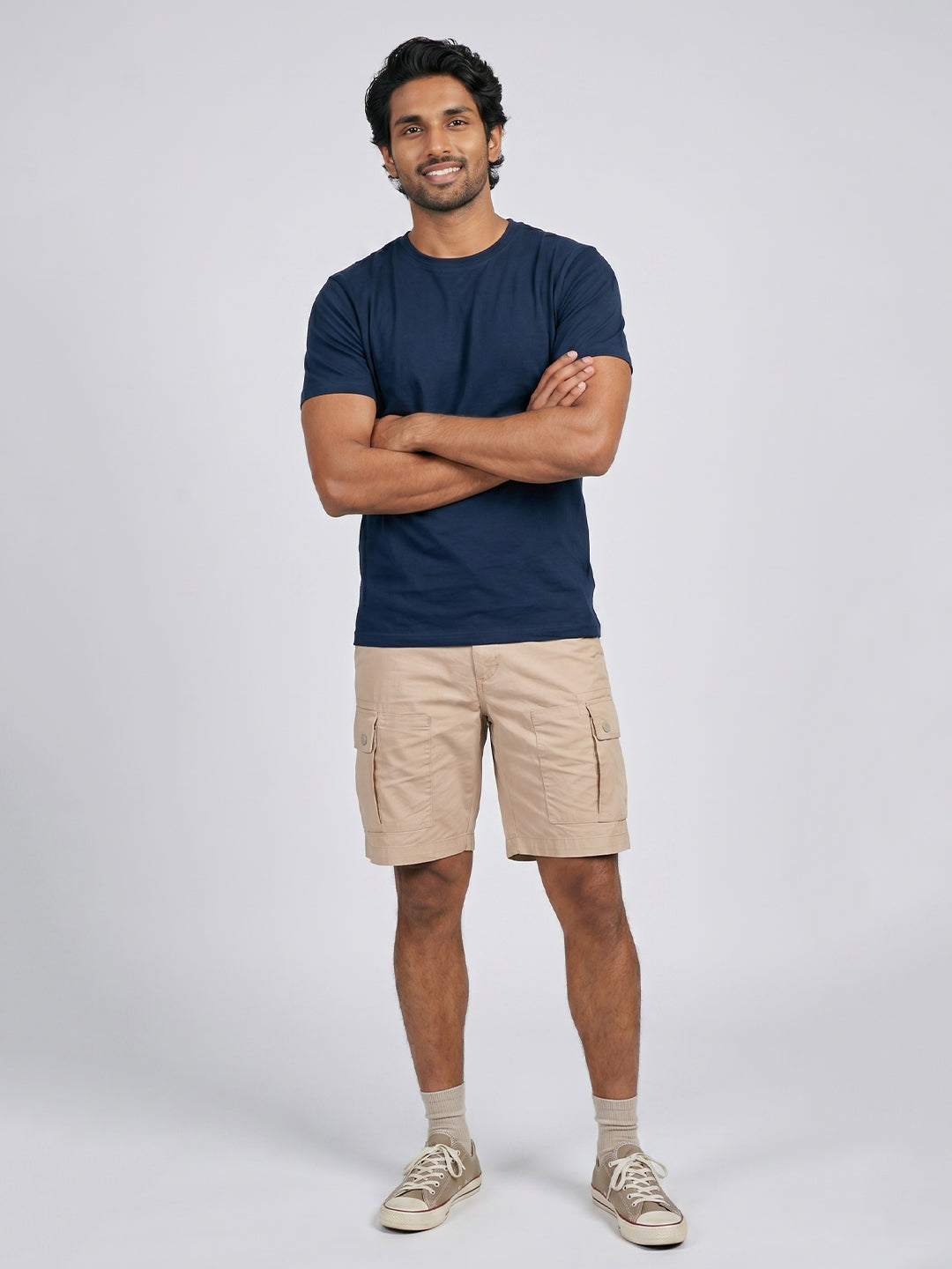 Men's Navy Cotton Bamboo Elastane Regular Fit Tshirt