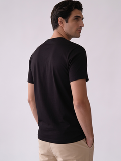 Men's Black Cotton Elastane Slim Fit Tshirt