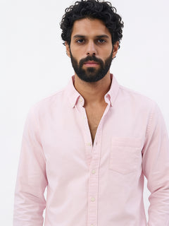 Men's Pink 100% Cotton Regular Fit Shirt