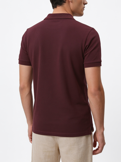 Men's Wine Cotton Elastane Slim Fit Tshirt
