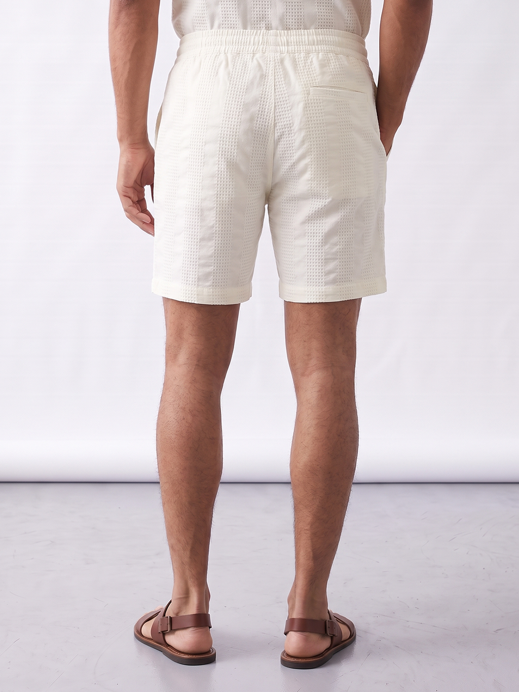 Men's 100% Cotton Regular Fit Shorts Offwhite