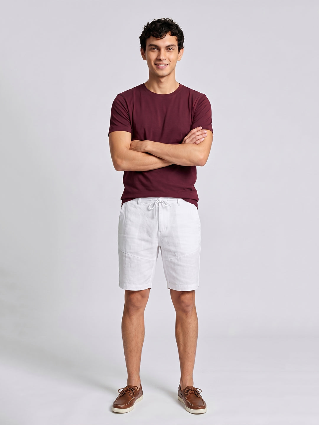 Men's Wine Cotton Bamboo Elastane Regular Fit Tshirt