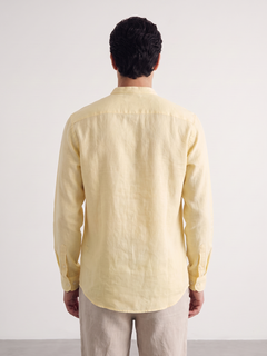 Men's Yellow Tencel Linen Regular Fit Shirt
