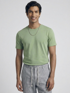 Men's Green Cotton Bamboo Elastane Regular Fit Tshirt