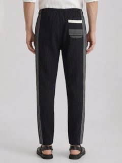 Men's 100% Cotton Regular Fit Drawstring Pants Black