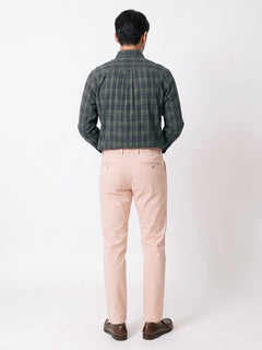 Men's Beige Cotton Lycra Slim Fit Pant